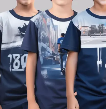 Kit de Camisetas WaveRider Infantil Masculino Manga Curta Azul (Full Graphic)