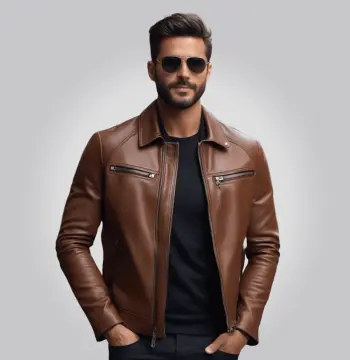 Jaqueta de Couro Marrom Clássica Masculina EarthTone