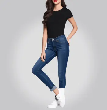 Calça jeans feminina Skyline Elegance cintura alta slim fit